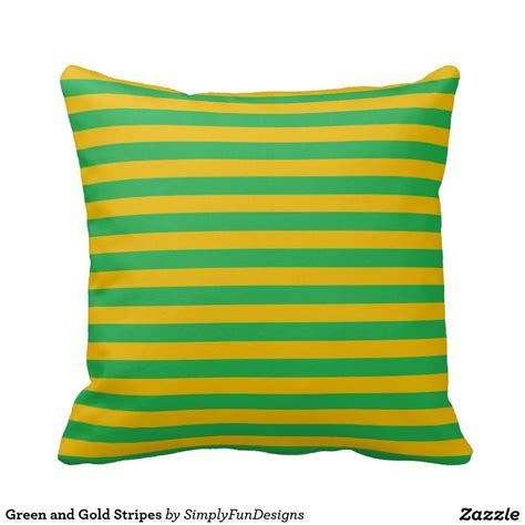 Green And Gold Stripes Throw Pillow With Images Stripe