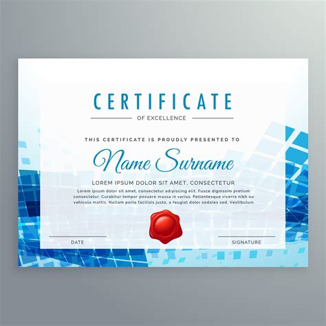 Achievement Certificate Template With Abstract Blue Shapes Download