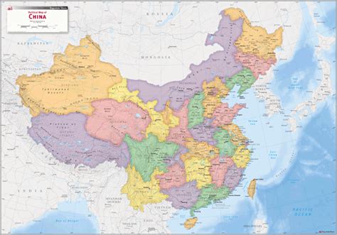 China Political Wall Map By Equator Maps Mapsales