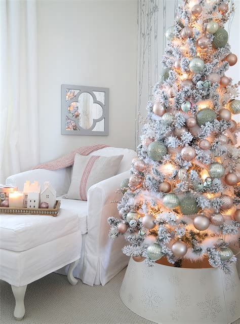 White tree with pastel-colored ornaments