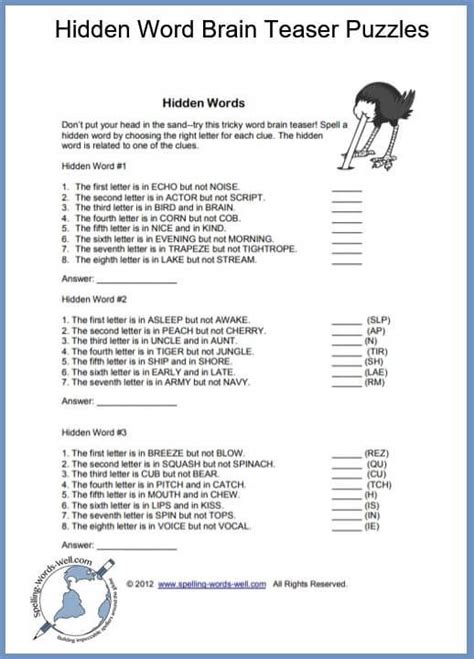 Words can go across or down. Hidden Word Brain Teaser - Can You Solve It? | Word brain ...