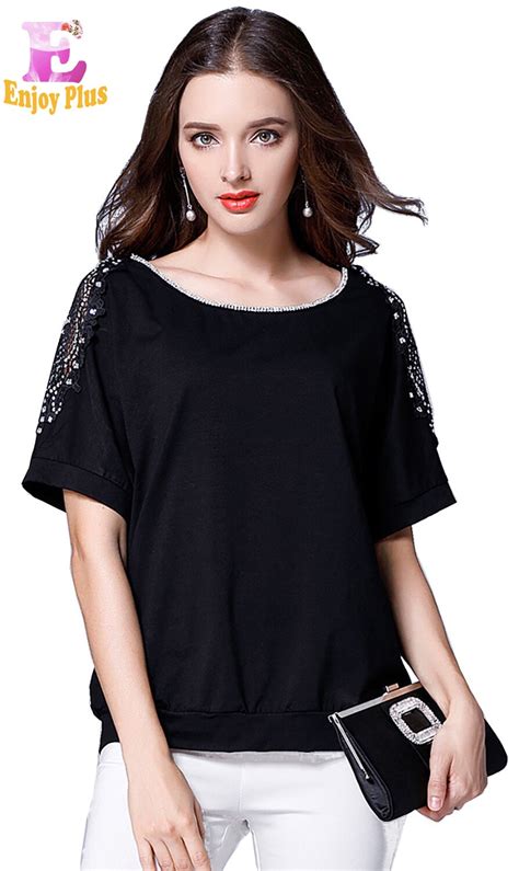l xl xxl 3xl 4xl 5xl plus size cotton casual new summer 2017 black t shirt women plus size