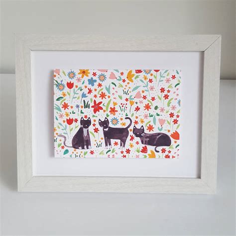 Three Cats Floral Greetings Card By Katie Whitton Design