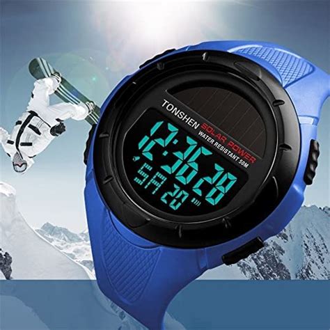 tonshen unisex large dial multifunction outdoor military digital sport solar watch