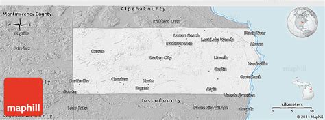 Gray Panoramic Map Of Alcona County 