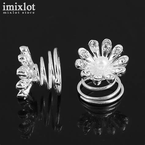 Imixlot 12pcs Fashion Simulated Pearl Crystal Flower Twist Hair Pins Ornament Wedding Party