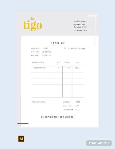 Free 13 Restaurant Invoice Samples And Templates In Pdf Ms Word Excel