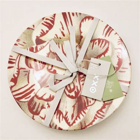 John Derian Target Melamine Salad Plate Set Floral Print White Red 20th