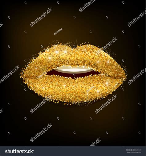 sexy golden lips on black background stock vector 343565741 shutterstock