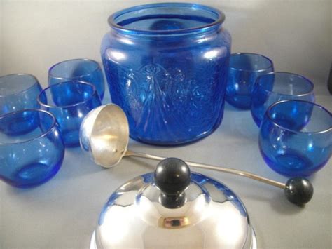 Blue Royal Lace Depression Glass Toddy Or Hot Cider Set Etsy