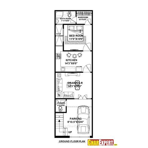 House Plan For 15 Feet By 50 Feet Plot Plot Size 83 Square Yards