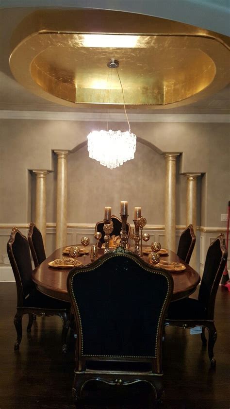 Faux finished gold leaf relief art deco design on elevator doors oil glazed gold leaf ceiling in a dining room (painting were also commissioned) faux finished gold leaf ceiling Gerald Ivey Art, Faux Finish Painting & Gold Leaf Ceiling ...