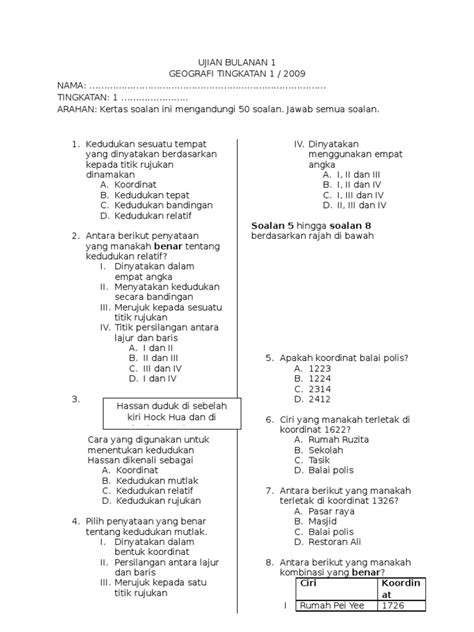 Contoh Soalan Ujian Geografi Tingkatan 1 Contoh Kr Riset