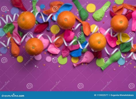 Festive Poster Balloons Orange Confetti Carnival Background Ultraviolet