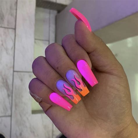 Pin By Selena On Nailss Glow Nails Flame Nail Art Fire Nails
