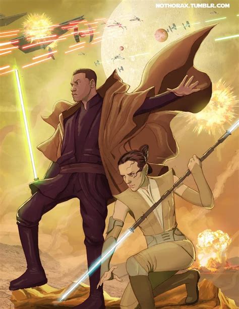 Jedi Rey And Finn By Nothorax Starwars Star Wars Concept Art Star