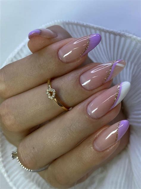 Pin by Julia Ra on Ногти Purple nails Simple nails Oval nails