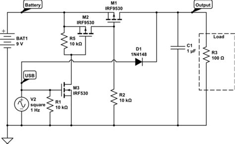 Mosfet Switching Between Two Power Sources Electrical Engineering