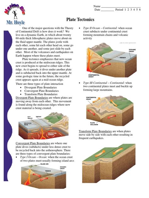 Will vary from student to student. pdf - Plate Tectonics worksheet.pdf | Plate Tectonics | Crust (Geology)