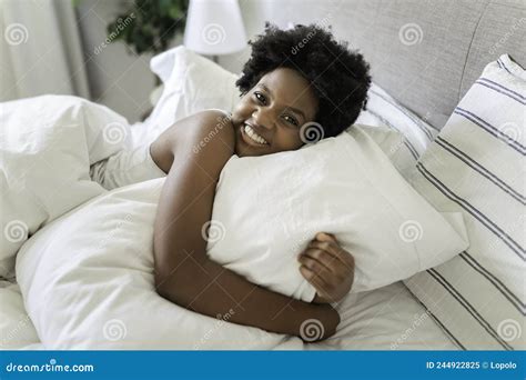 Beautiful Young African Woman In Tank Top Lying In Bed Stock Image Image Of Lifestyle Face
