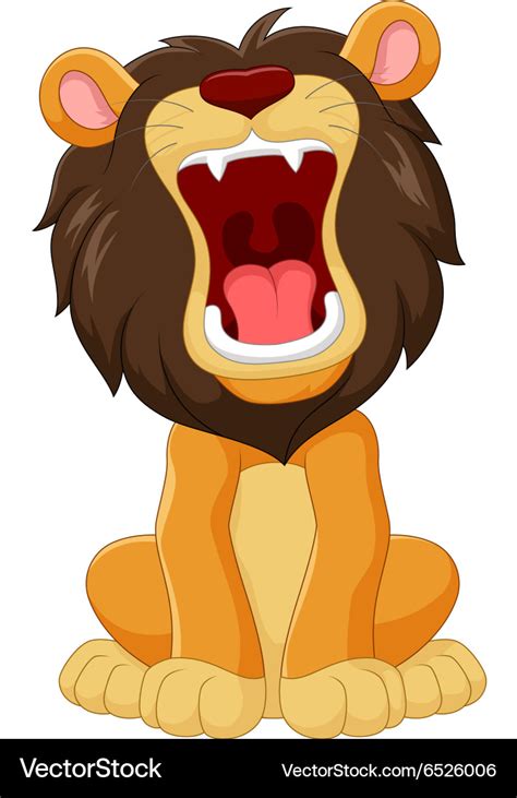 Cartoon Happy Lion Roaring Isolated Royalty Free Vector