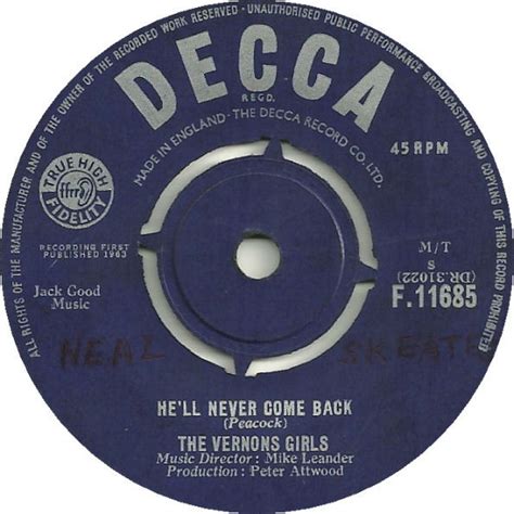 The Vernons Girls Hell Never Come Back 1963 Vinyl Discogs