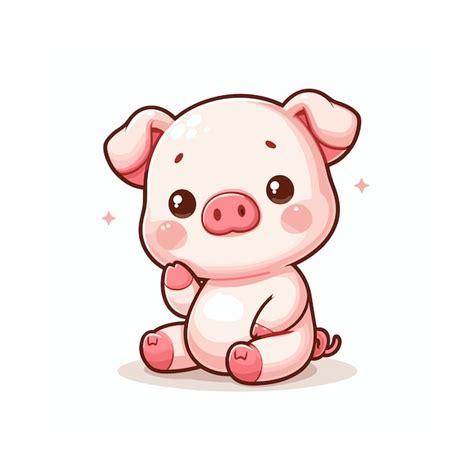 Premium Vector Cute Happy Pig Sitting Cartoon Vector On White Background