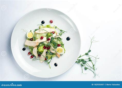 Healthy Food On A White Plate And A White Background Stock Image Image Of Noodles Colour