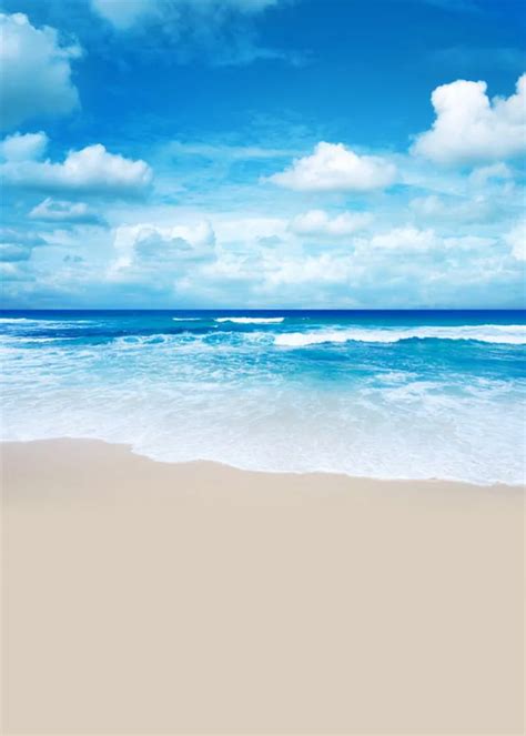 Customize Vinyl Blue Sky White Clouds Sea Beach Photography Backdrops