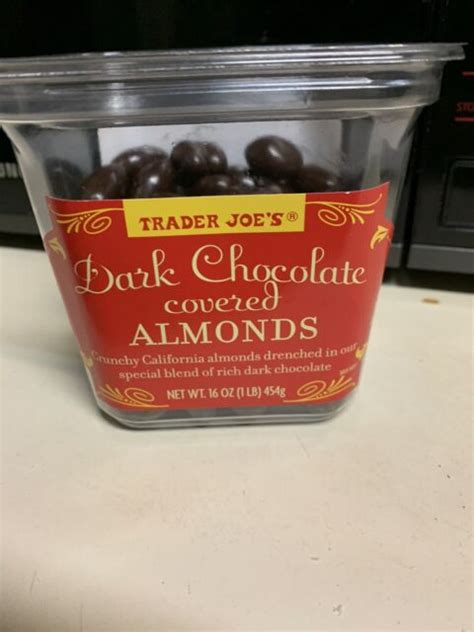1 X Trader Joes Dark Chocolate Covered California Almonds 1 Lb Bucket