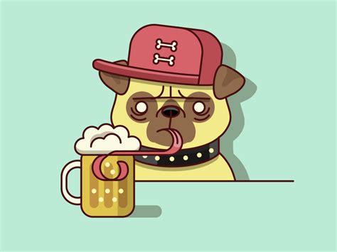 Pug Drinking Beer By Natalka Dmitrova On Dribbble
