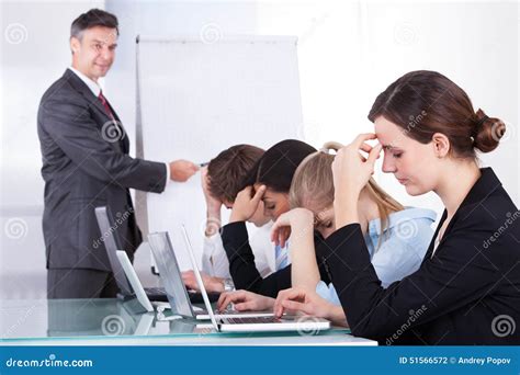 Bored Employees In Business Meeting Stock Photo Image Of Connection