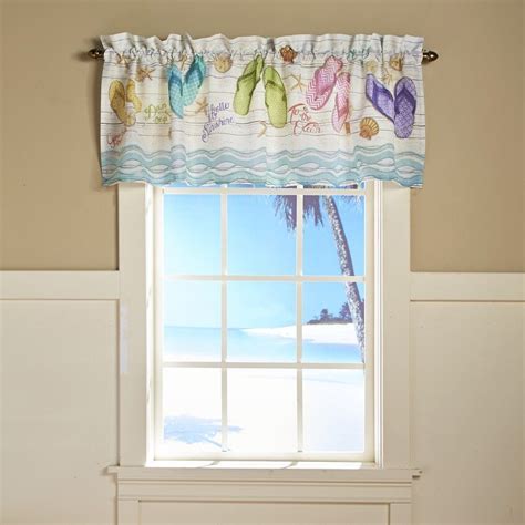 Wonderful Beach Themed Curtains And Valances Tulle Window Valance