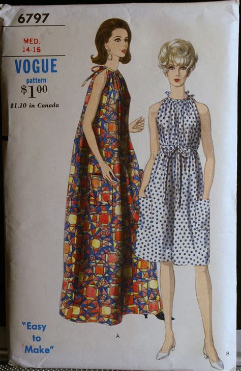 Vogue Vintage S Sewing Pattern Misses Dress Or Muu Muu Etsy