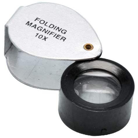 Folding Magnifier 0 75 10x Magnification Gowland Type Plano Convex Lens Of Extra White Glass