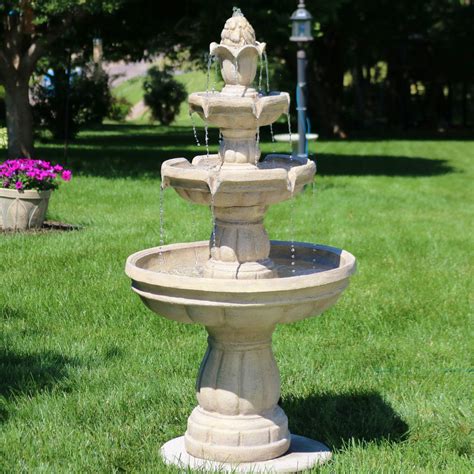 Sunnydaze Three Tier Outdoor Water Fountain Includes Electric