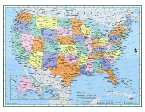 United States Wall Map Usa Poster Large Print Etsy