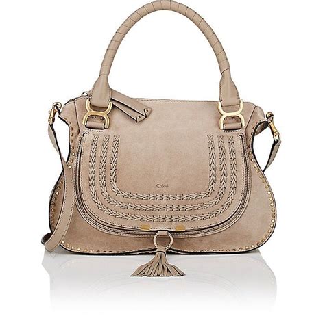 Chlo Marcie Medium Double Carry Suede Bag In Motty Grey Modesens Handbag Boutique Chloe