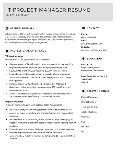 Project Manager Resume Headline Examples