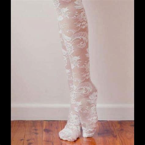 Really Like These White Lace Knee High Tights To Wedding