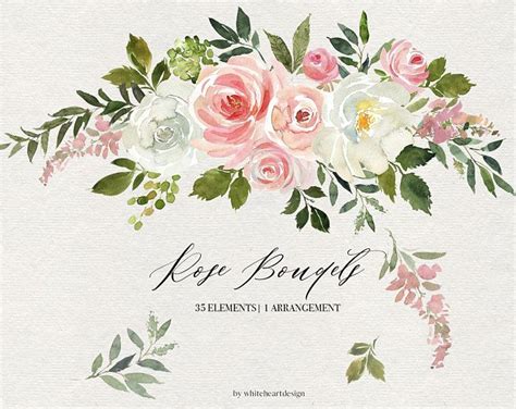 Blush Watercolor Floral Clipart Free Commercial Use Pink Yellow Flowers Light Aquarelle Roses