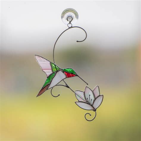 Hummingbird Stained Glass Window Hangings Christmas T Etsy