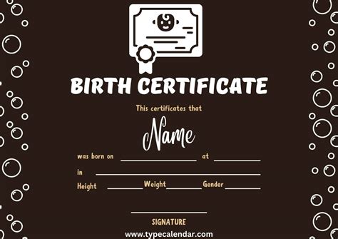 Free Printable Birth Certificate Templates [PDF] Blank, Fillable