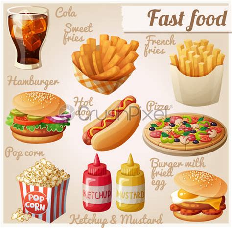 Fast Food Set Of Cartoon Vector Food Icons Stock Vector 3484988