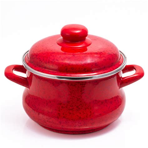 Elegant Dark Red Enamel Stock Pot Ruby Glass Ceramic Cooking Pot For