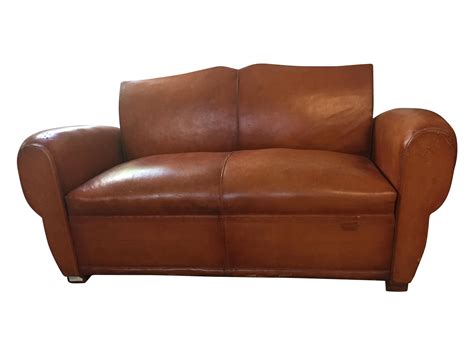 1940s Vintage Brown Leather Sleeper Sofa Chairish