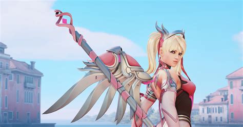 overwatch new charity skin pink mercy now available by sam lee esports