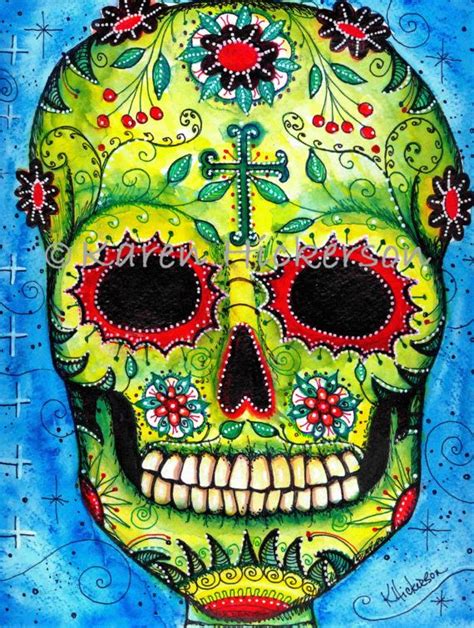 Dia De Los Muertos Folk Art Print ~ Sugar Skull Day Of The Dead