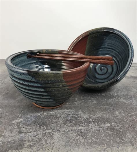 Rice Bowl Set Pair Of Handmade Bowls Noodle Bowls Pho Etsy With