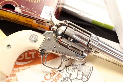 Nickel 1873 Colt Peacemaker 45 Colt Single Action Army Matching Box